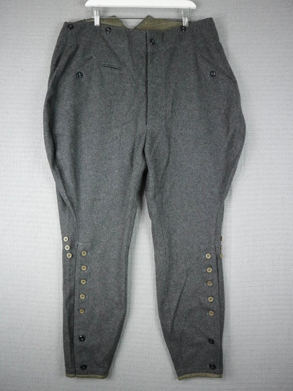 Reproduction German WWII M43 Field Grey Wool Trousers 38W Hessen Antique